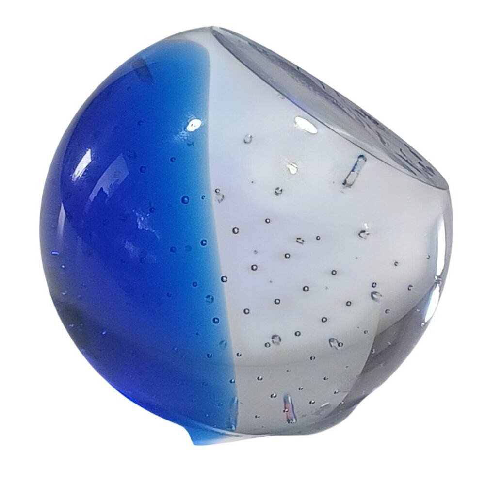 Vintage Caithness Seal Cobalt Blue Clear Controlled Bubble Art Glass Paperweight - Picture 8 of 14
